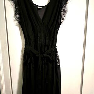 Black lace dress Pearl by Georgina Chapman with ribbon belt, size 8